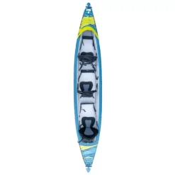 Aufblasbares Kajak Tahe Kayak Air Breeze Full HP3 -Zelt Campingmobel Geschaft draufsicht tahe kayak air breeze full hp3 kajak blaues gelbes aufblasbares von oben drei personen erwachsene familienkajak 1000 2 22479